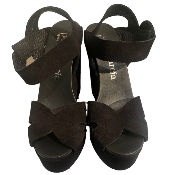 Pedro Garcia Tandy Wedge Sandals Black Suede 37 41 BNIB - Picture 2 of 6